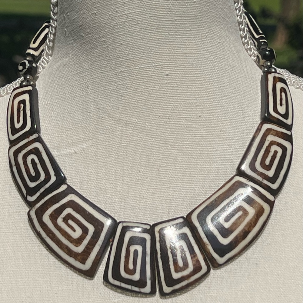 - Tribal Style Batik Statement Necklace